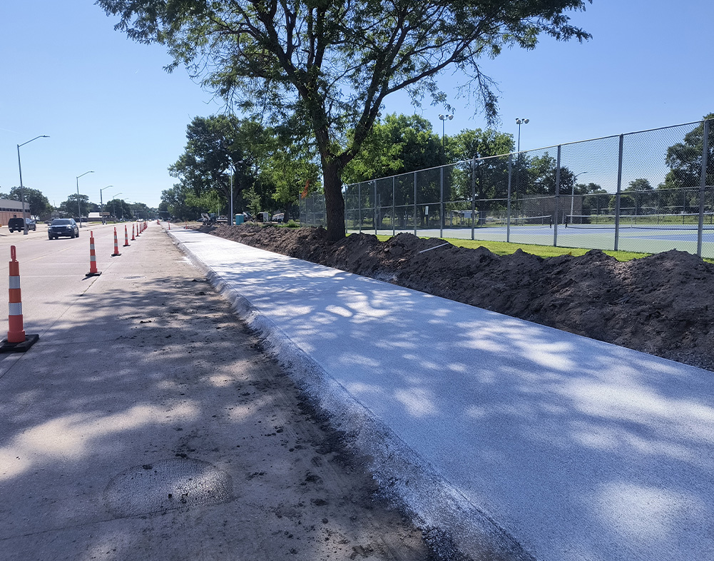 Lexington hike trail concrete being poured